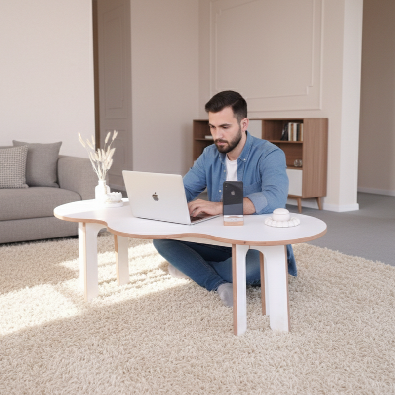 Woodlex Pebble Desk– Minimalist Low-Height Work Desk